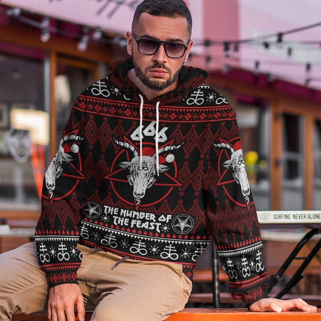 666 The Number Of The Feast Ugly Christmas Sweater Custom Hoodie Apparel