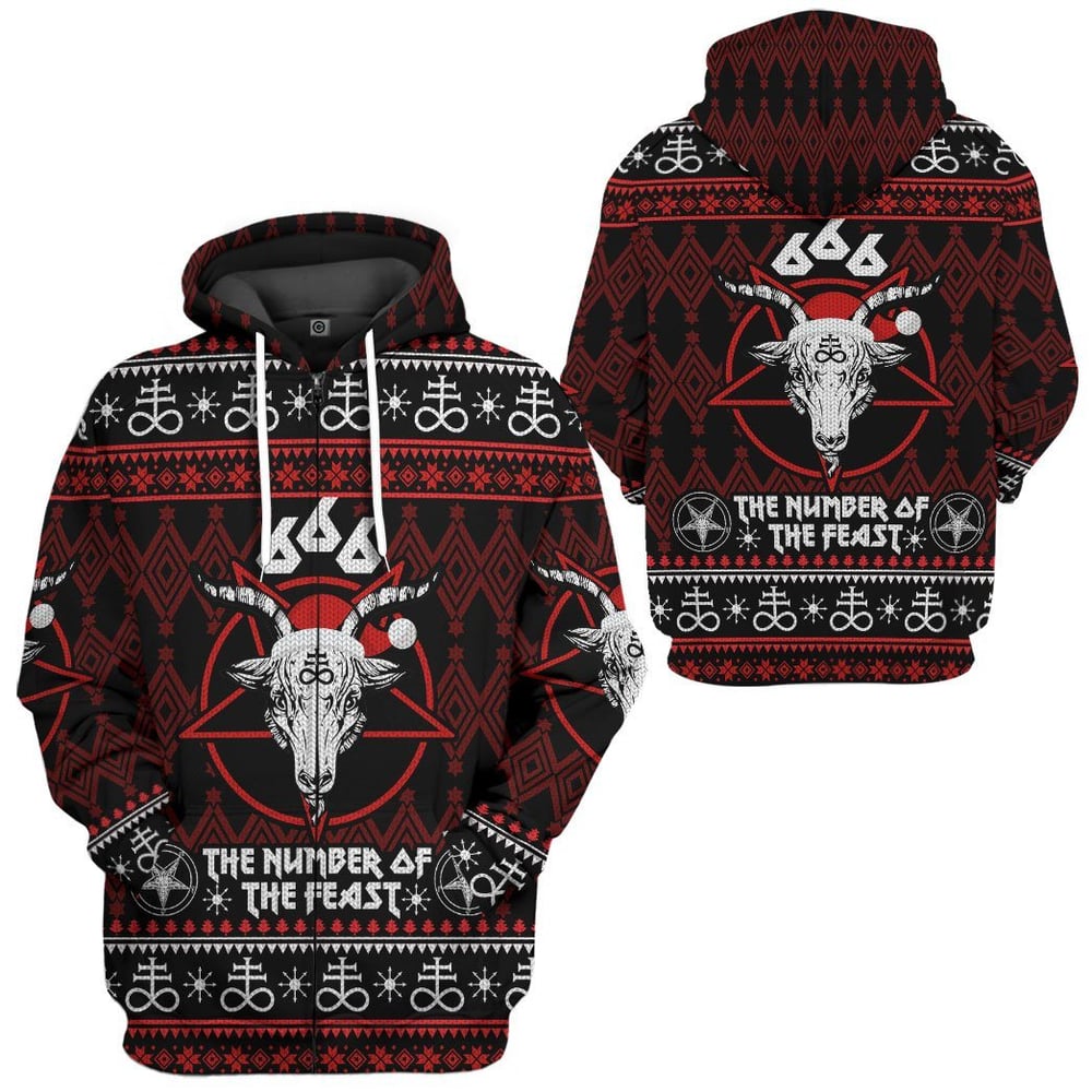 666 The Number Of The Feast Ugly Christmas Sweater Custom Hoodie Apparel