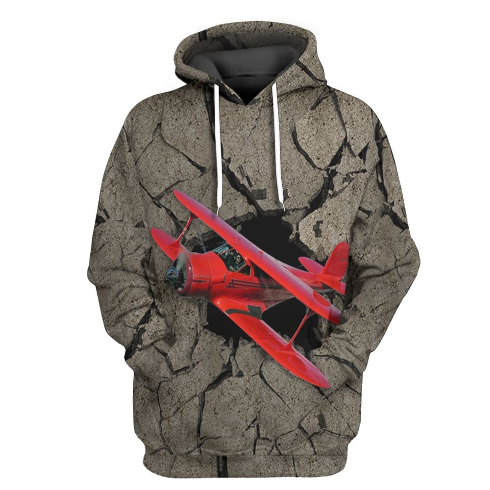 Red Aircraft Flying Through Tshirt Hoodie Apparel