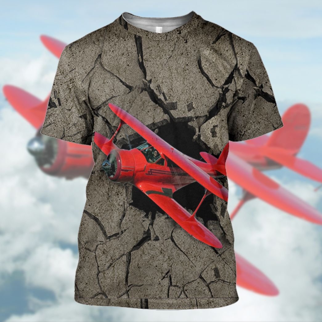 Red Aircraft Flying Through Tshirt Hoodie Apparel