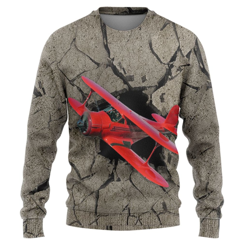 Red Aircraft Flying Through Tshirt Hoodie Apparel