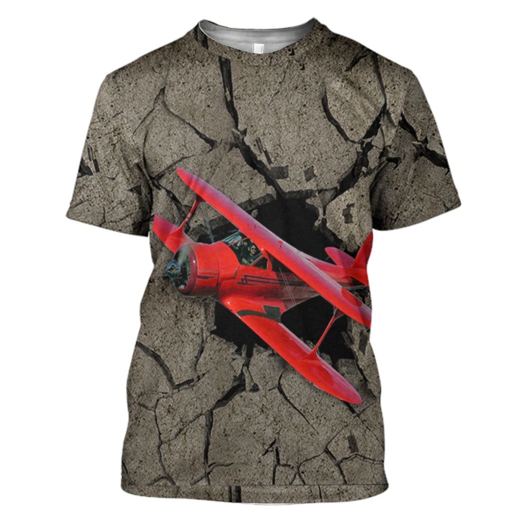 Red Aircraft Flying Through Tshirt Hoodie Apparel