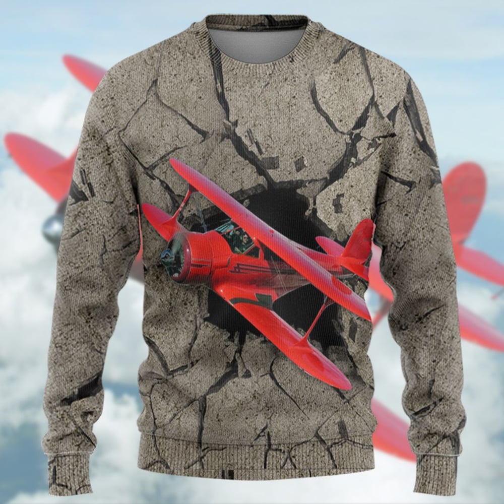 Red Aircraft Flying Through Tshirt Hoodie Apparel