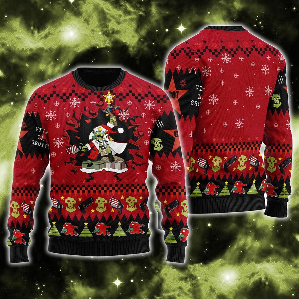 Armed And Dangerous Red Gobbo Iconic Ugly Christmas Sweater