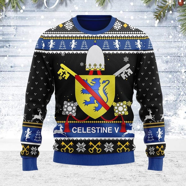 Celestine V Coat of Arms Ugly Christmas Sweater