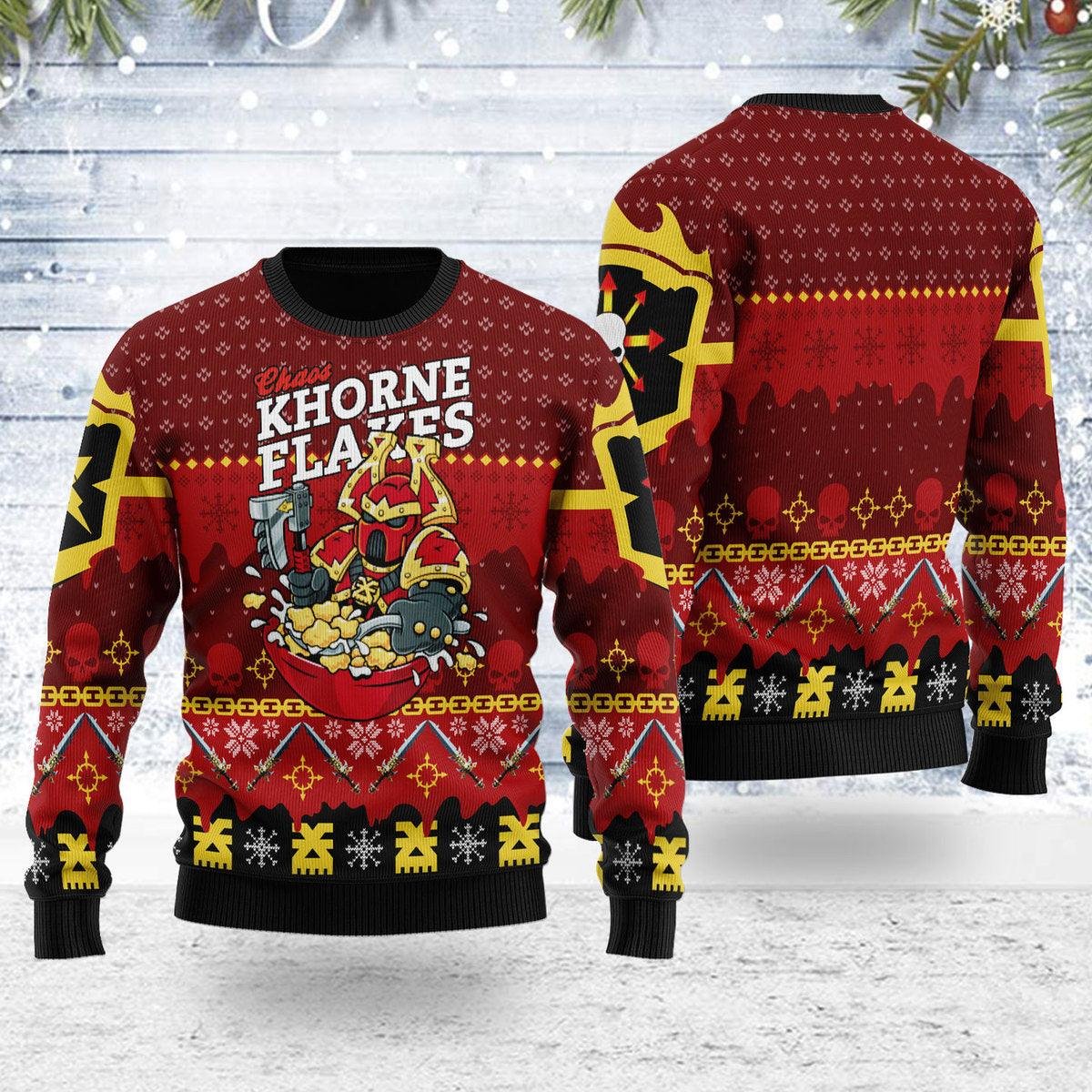 Chaos Khorne Flakes Iconic Ugly Christmas Sweater