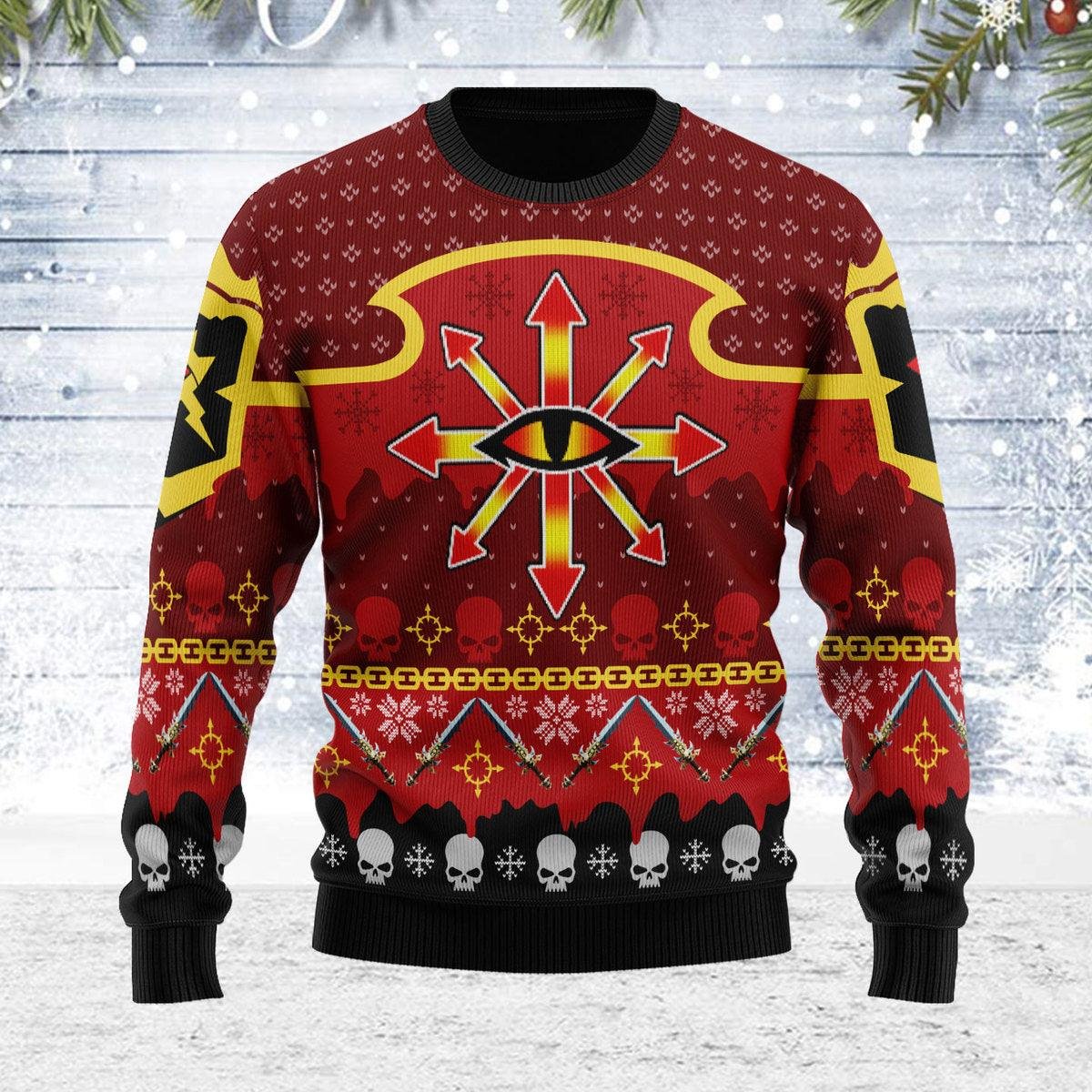 Chaos Reigns Khorne Iconic Ugly Christmas Sweater