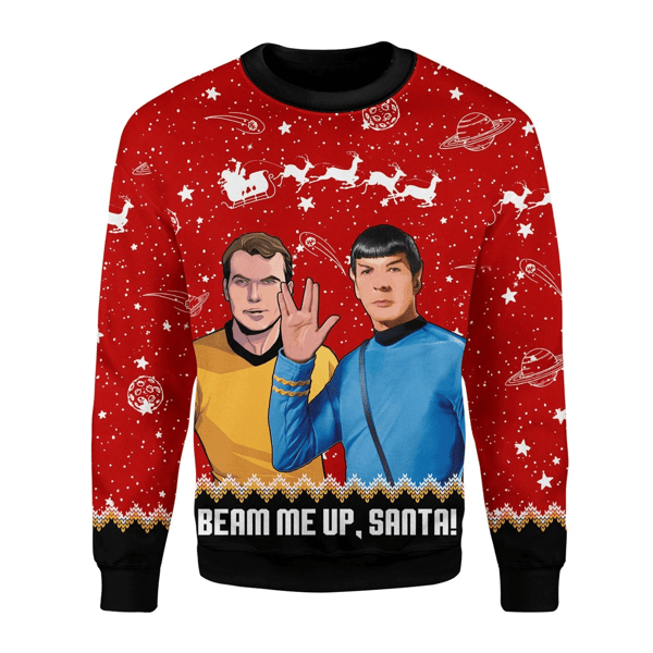 Beam Me Up Santa Star Trek Ugly Christmas Sweater