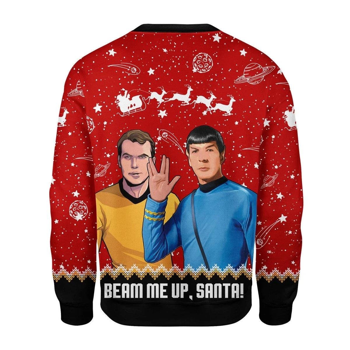 Beam Me Up Santa Star Trek Ugly Christmas Sweater