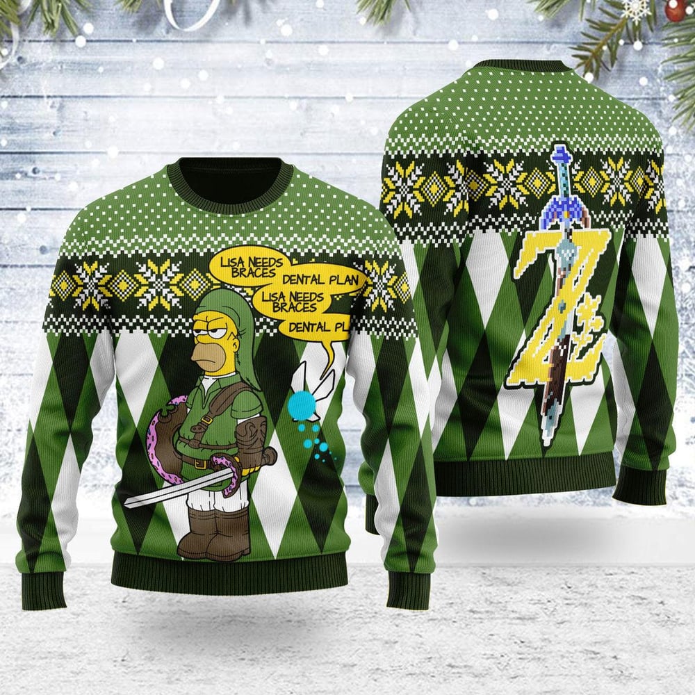 Lisa Needs Braces Dental Plan The Simpsons Ugly Christmas Sweater