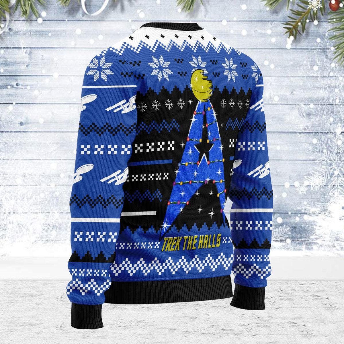 Star Trek The Halls Blue Ugly Christmas Sweater