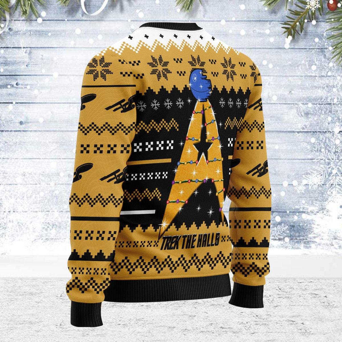 Star Trek The Halls Orange Ugly Christmas Sweater