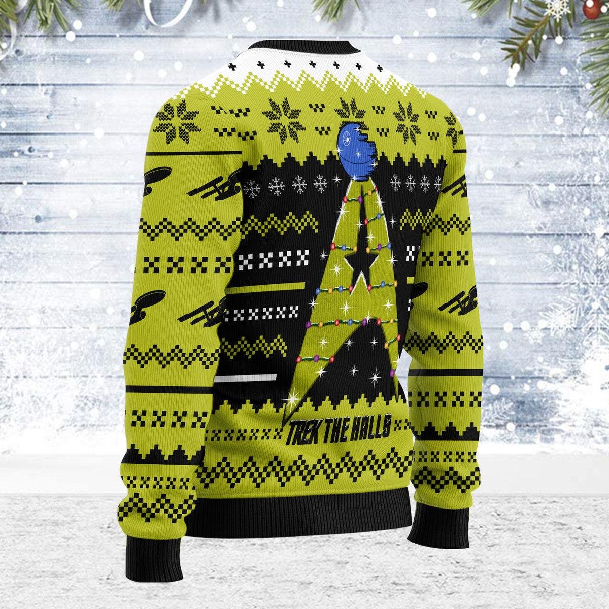 Star Trek The Halls Yellow Ugly Christmas Sweater