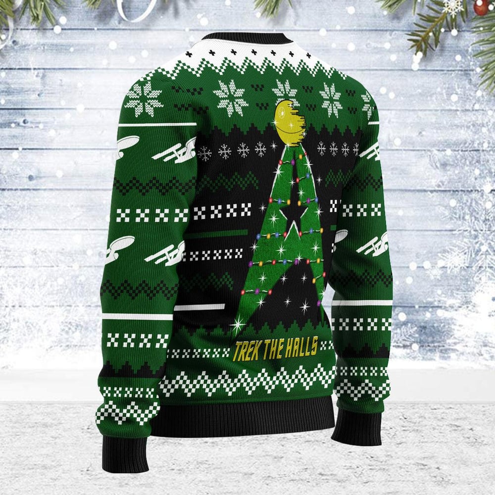 Star Trek The Halls Green Ugly Christmas Sweater