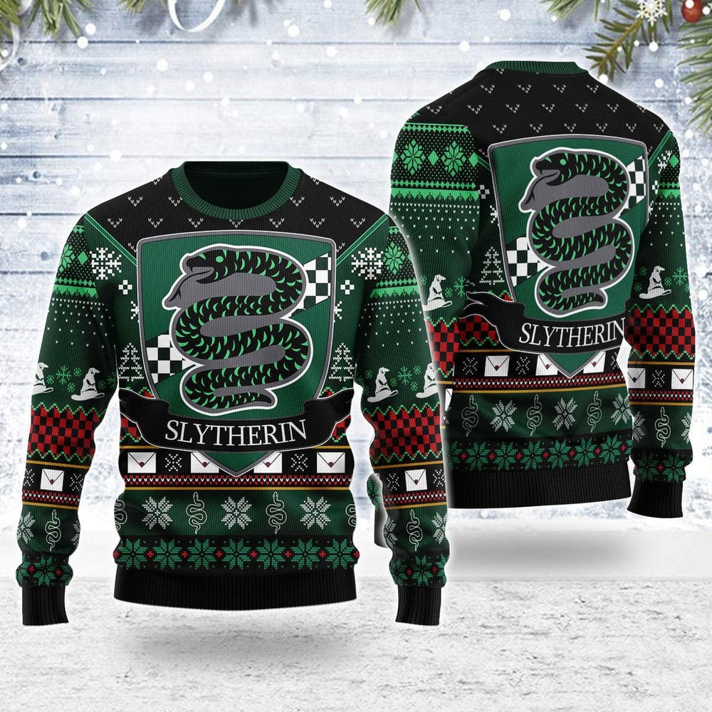 Slytherin Round The Christmas Tree Harry Potter Christmas Sweater