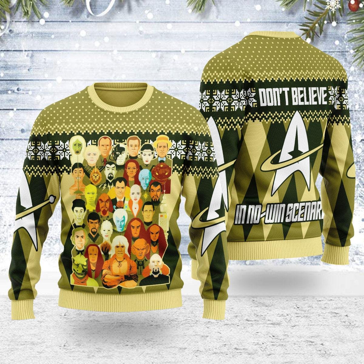 Don't Believe In No-Win Scenarios Star Trek Ugly Christmas Sweater