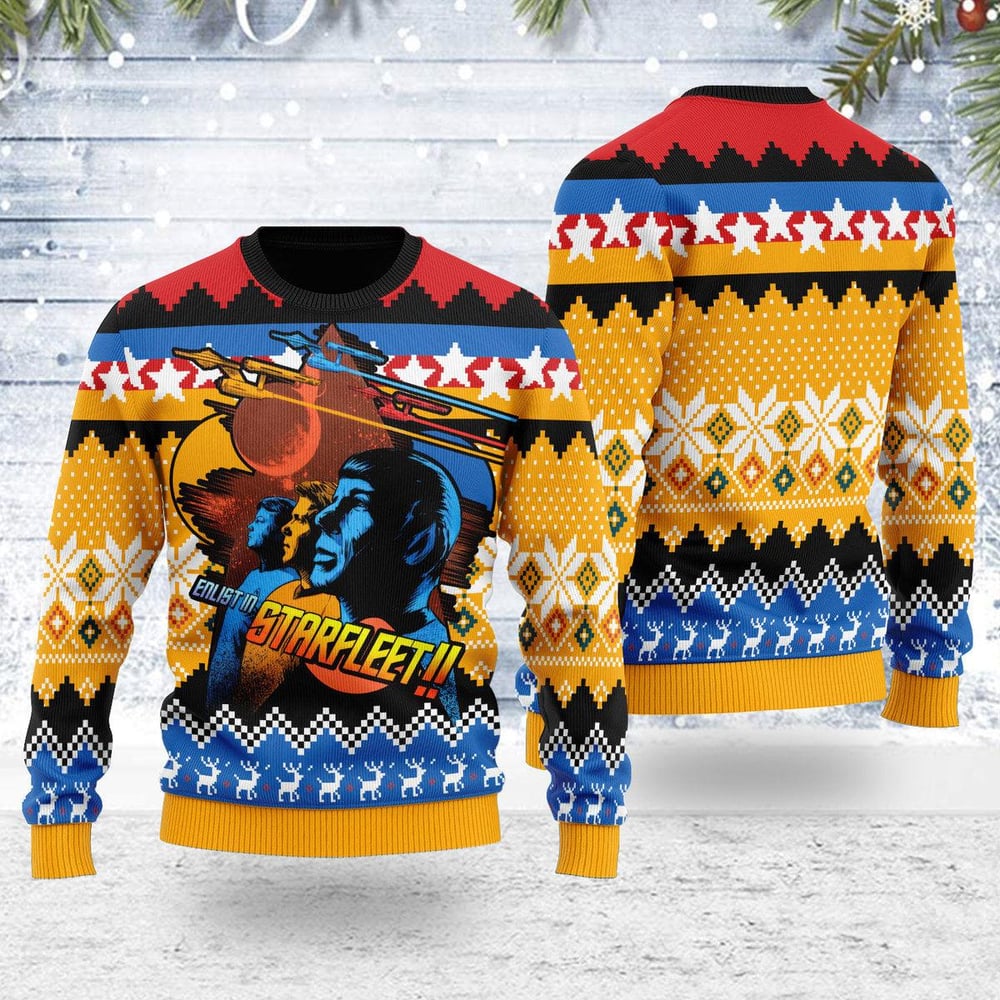 Enlist In Starfleet!! Star Trek Ugly Christmas Sweater