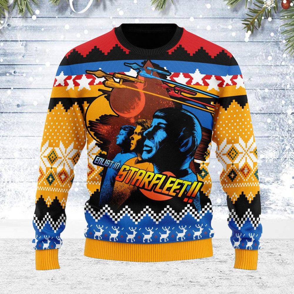 Enlist In Starfleet!! Star Trek Ugly Christmas Sweater