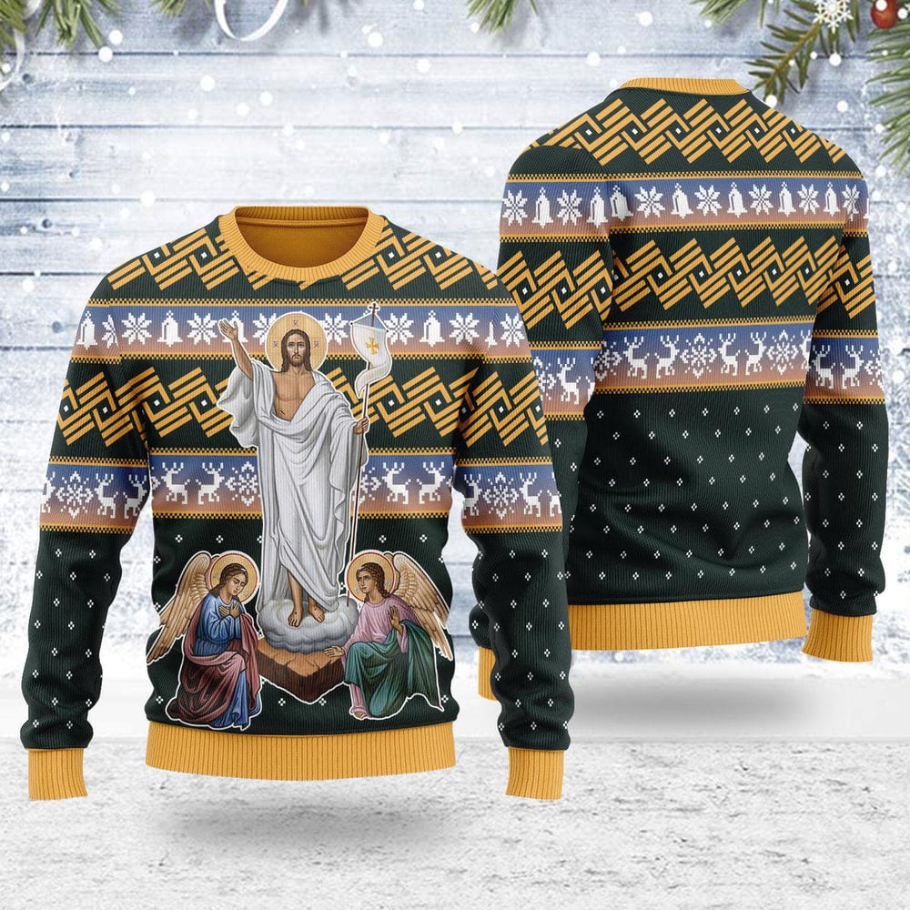 Jesus Christ Victorious Resurrection Ugly Christmas Sweater