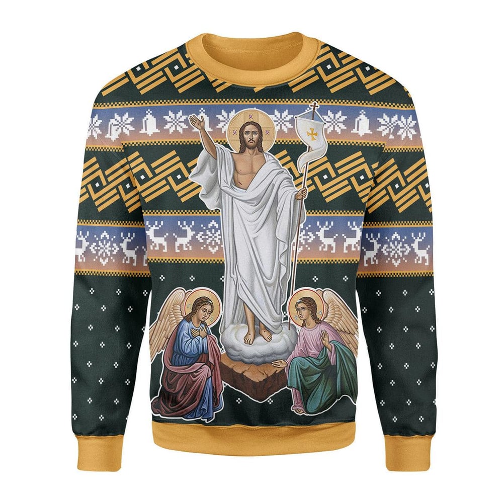 Jesus Christ Victorious Resurrection Ugly Christmas Sweater