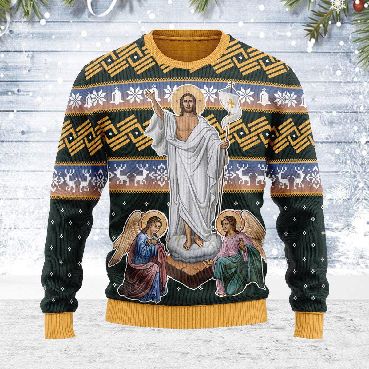 Jesus Christ Victorious Resurrection Ugly Christmas Sweater