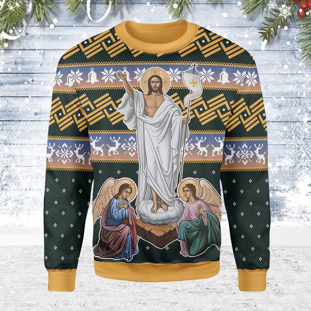 Jesus Christ Victorious Resurrection Ugly Christmas Sweater