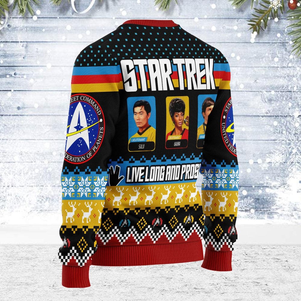 Live Long And Prosper Character Squares Star Trek Ugly Christmas Sweater