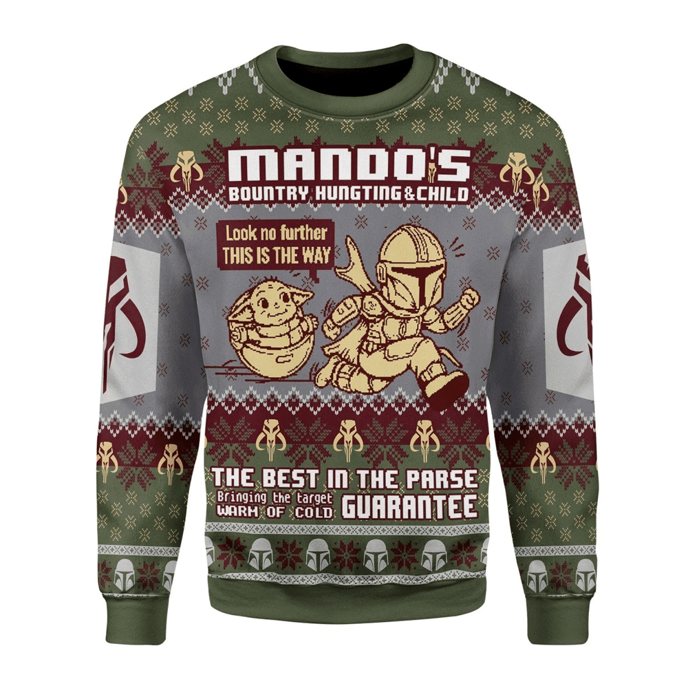 Mando’S Bountry Hunting Mandalorian Ugly Christmas Sweater