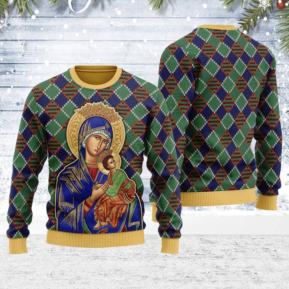 Our Lady Of Perpetual Help Crowned Ugly Christmas Sweater