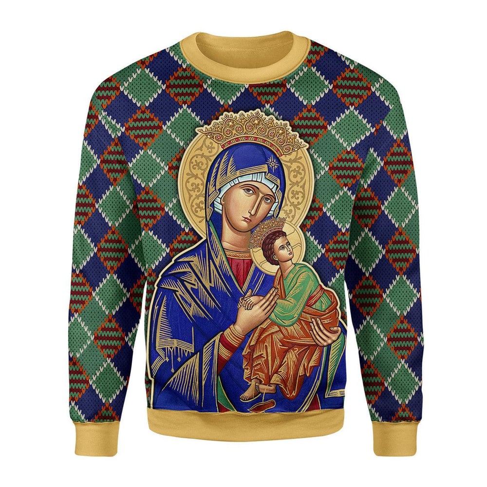 Our Lady Of Perpetual Help Crowned Ugly Christmas Sweater