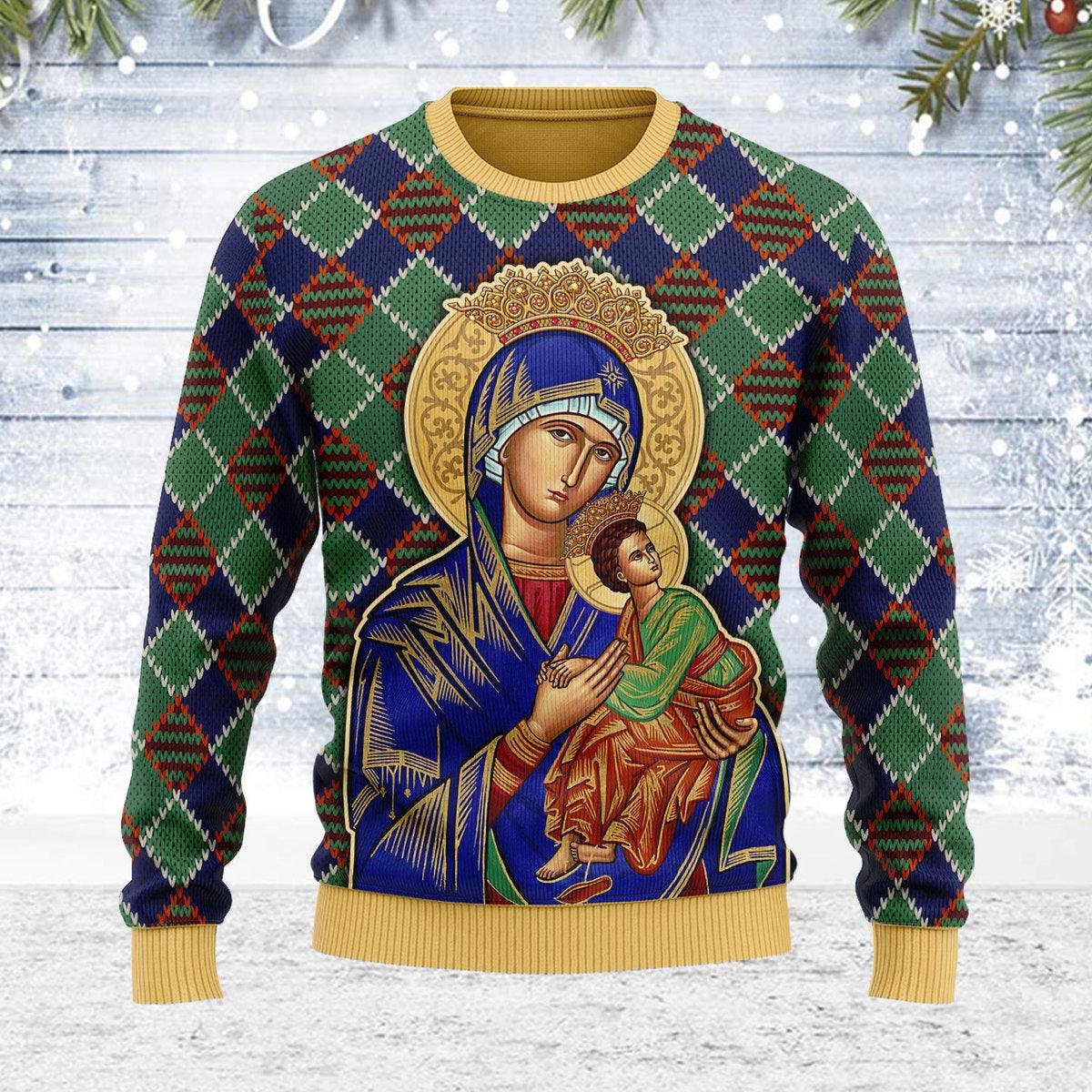 Our Lady Of Perpetual Help Crowned Ugly Christmas Sweater