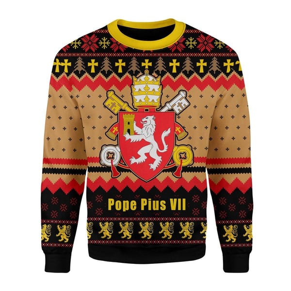 Pope Pius VIII Coat of Arms Ugly Christmas Sweater