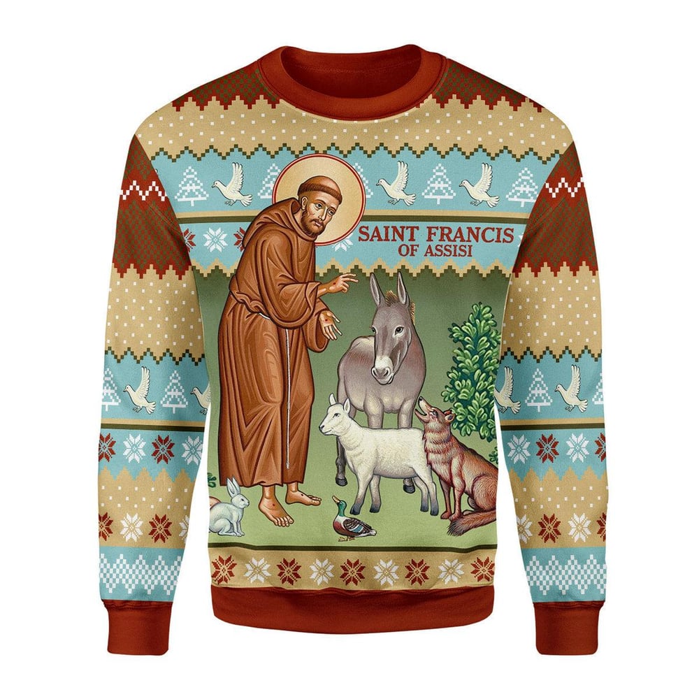 Saint Francis And The Animals Ugly Christmas Sweater