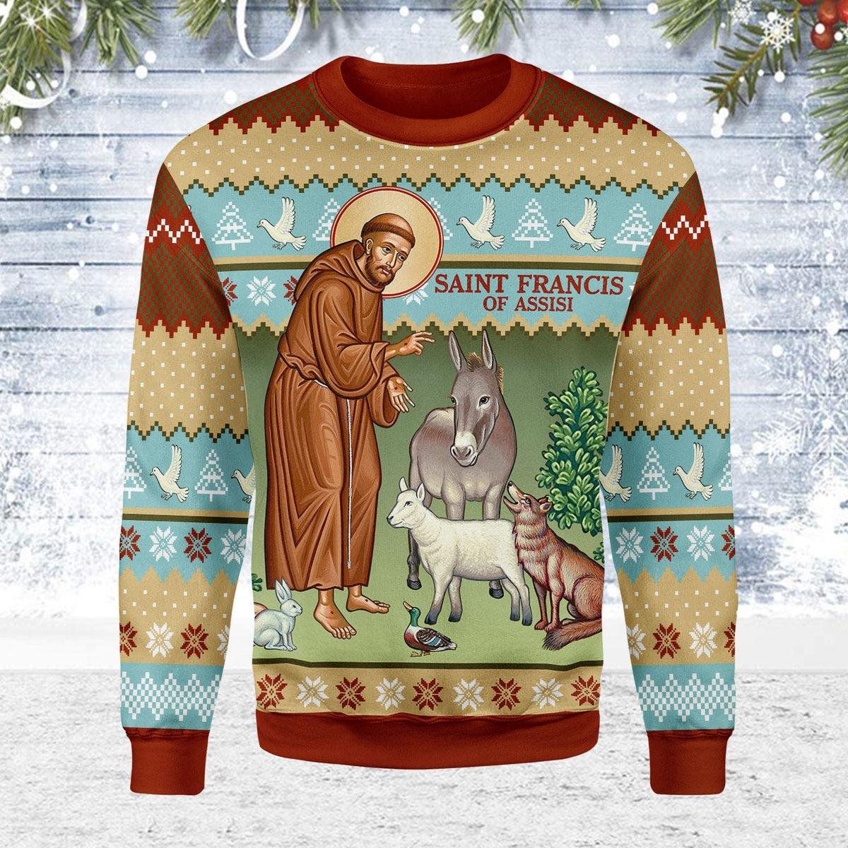 Saint Francis And The Animals Ugly Christmas Sweater