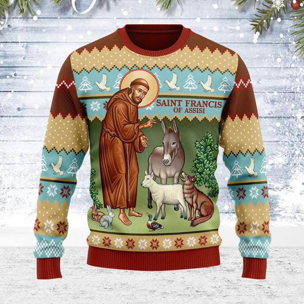 Saint Francis And The Animals Ugly Christmas Sweater