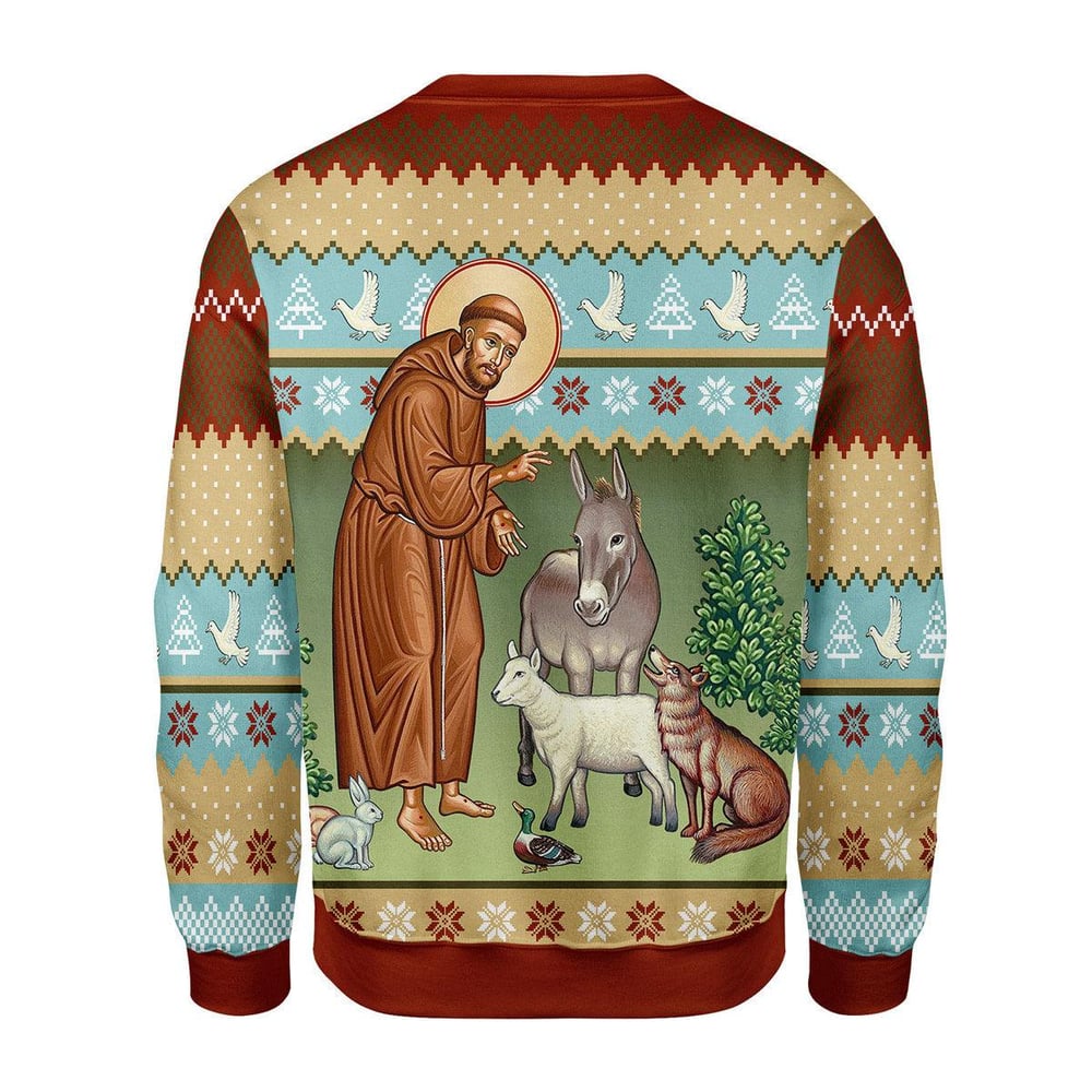 Saint Francis And The Animals Ugly Christmas Sweater