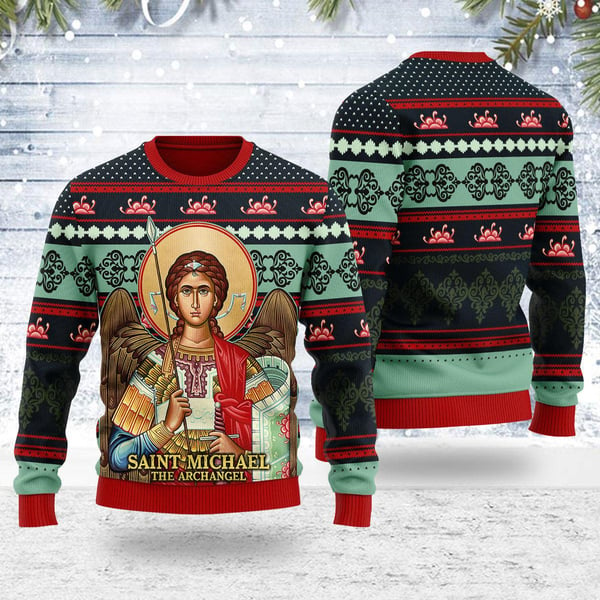 Saint Michael The Archangel Ugly Christmas Sweater