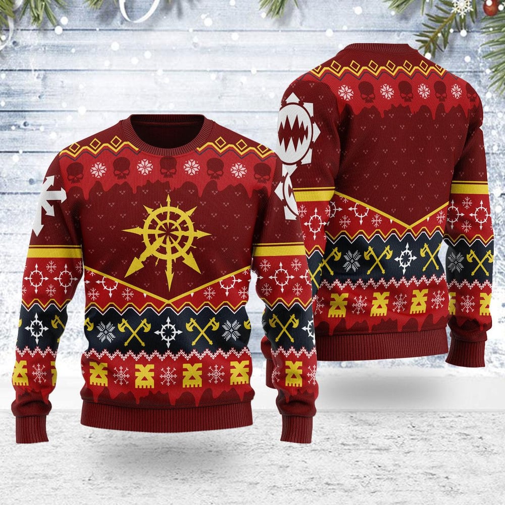 Slay Bells Ring’ Khorne Chaos Iconic Ugly Christmas Sweater