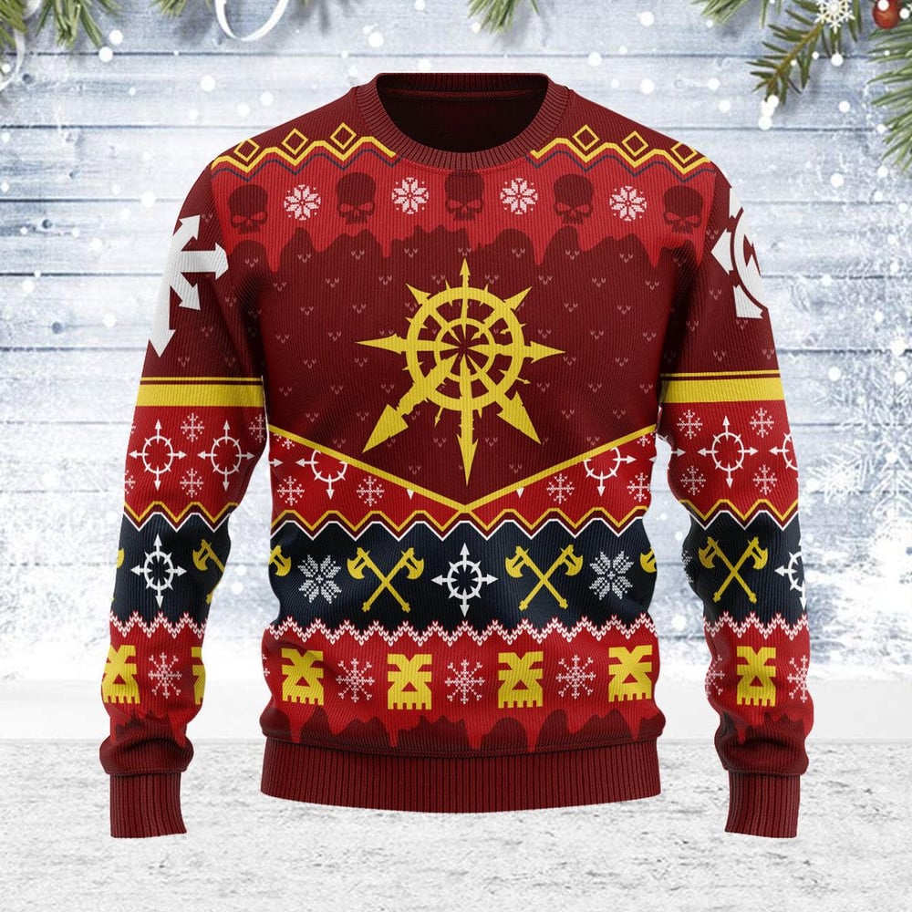 Slay Bells Ring’ Khorne Chaos Iconic Ugly Christmas Sweater