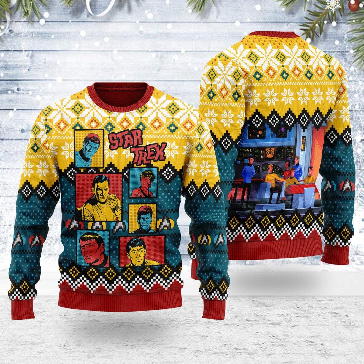 The Original Series Retro Character Squares Star Trek Christmas Sweater