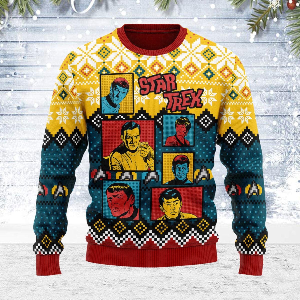 The Original Series Retro Character Squares Star Trek Christmas Sweater