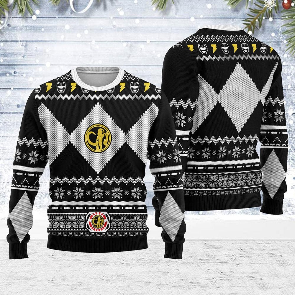 Black Power Ranger Mighty Morphin Ugly Christmas Sweater