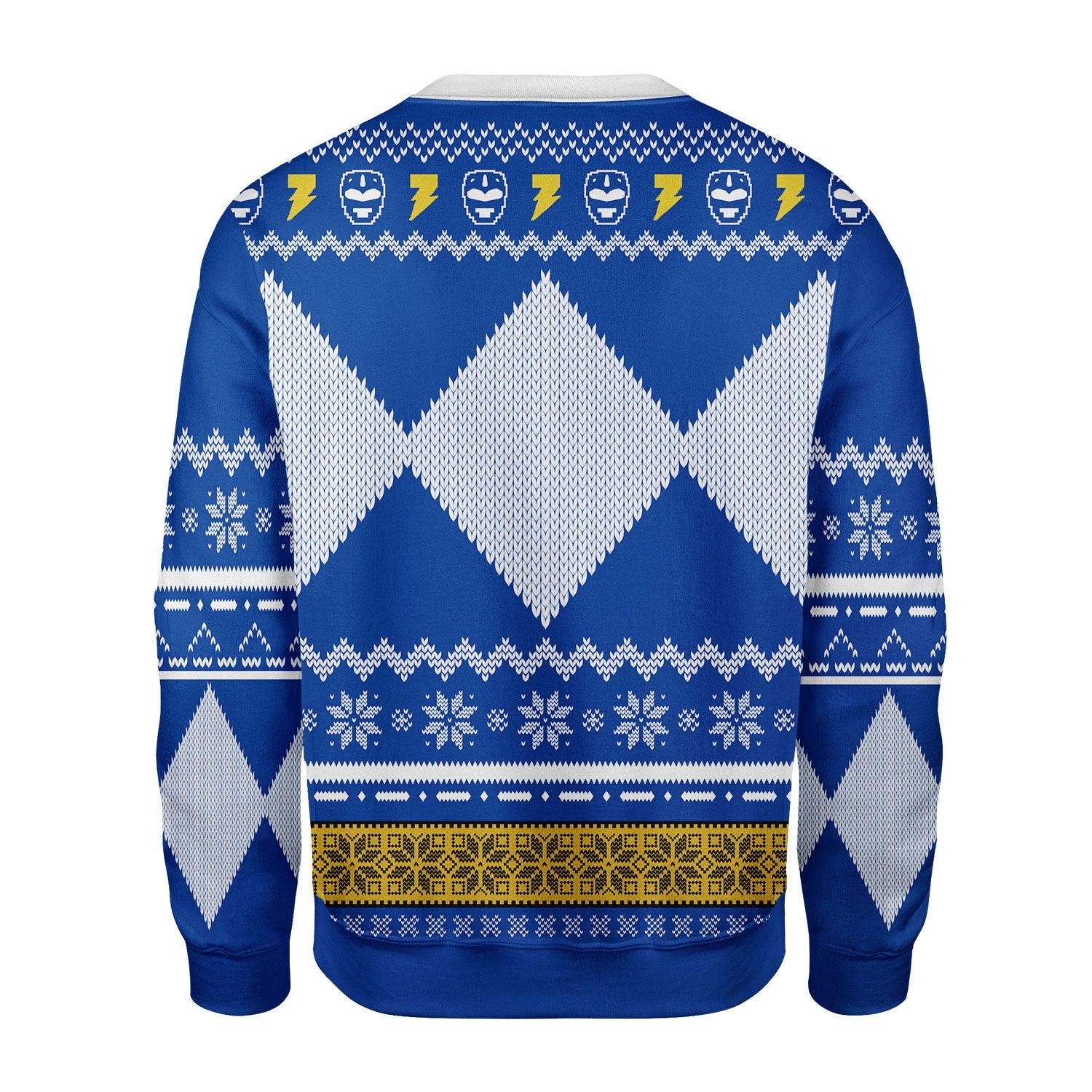 Blue Power Ranger Mighty Morphin Ugly Christmas Sweater