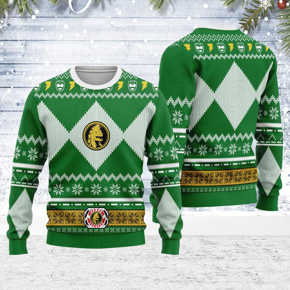 Green Power Ranger Mighty Morphin Ugly Christmas Sweater