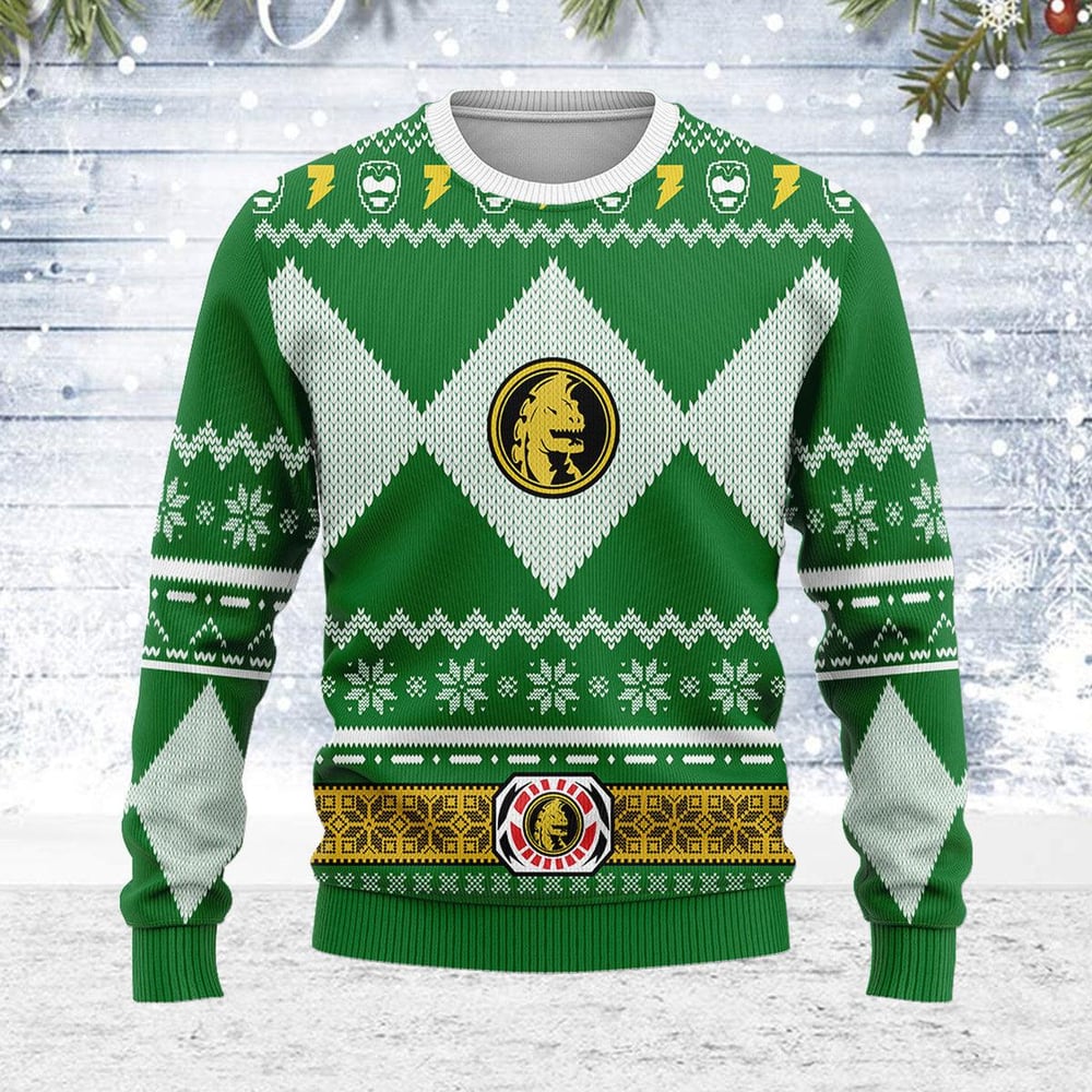 Green Power Ranger Mighty Morphin Ugly Christmas Sweater