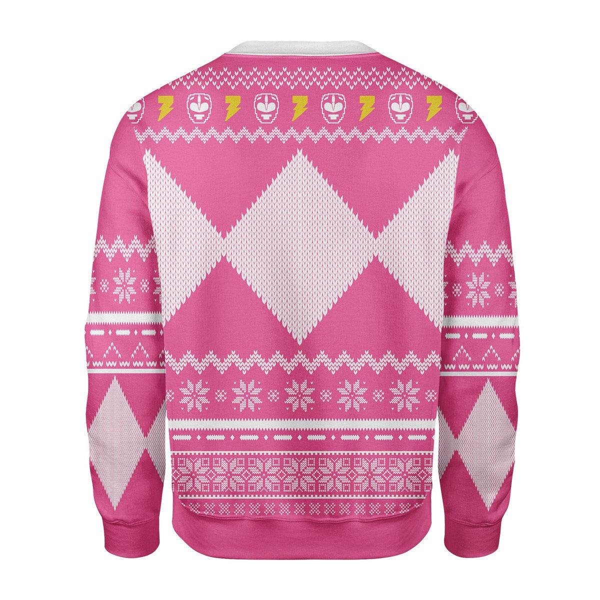 Pink Power Ranger Mighty Morphin Ugly Christmas Sweater