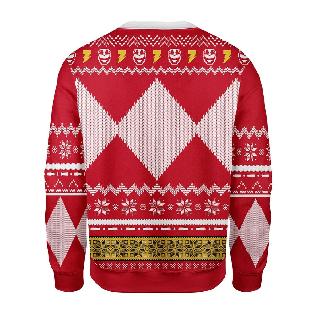 Red Power Ranger Mighty Morphin Ugly Christmas Sweater