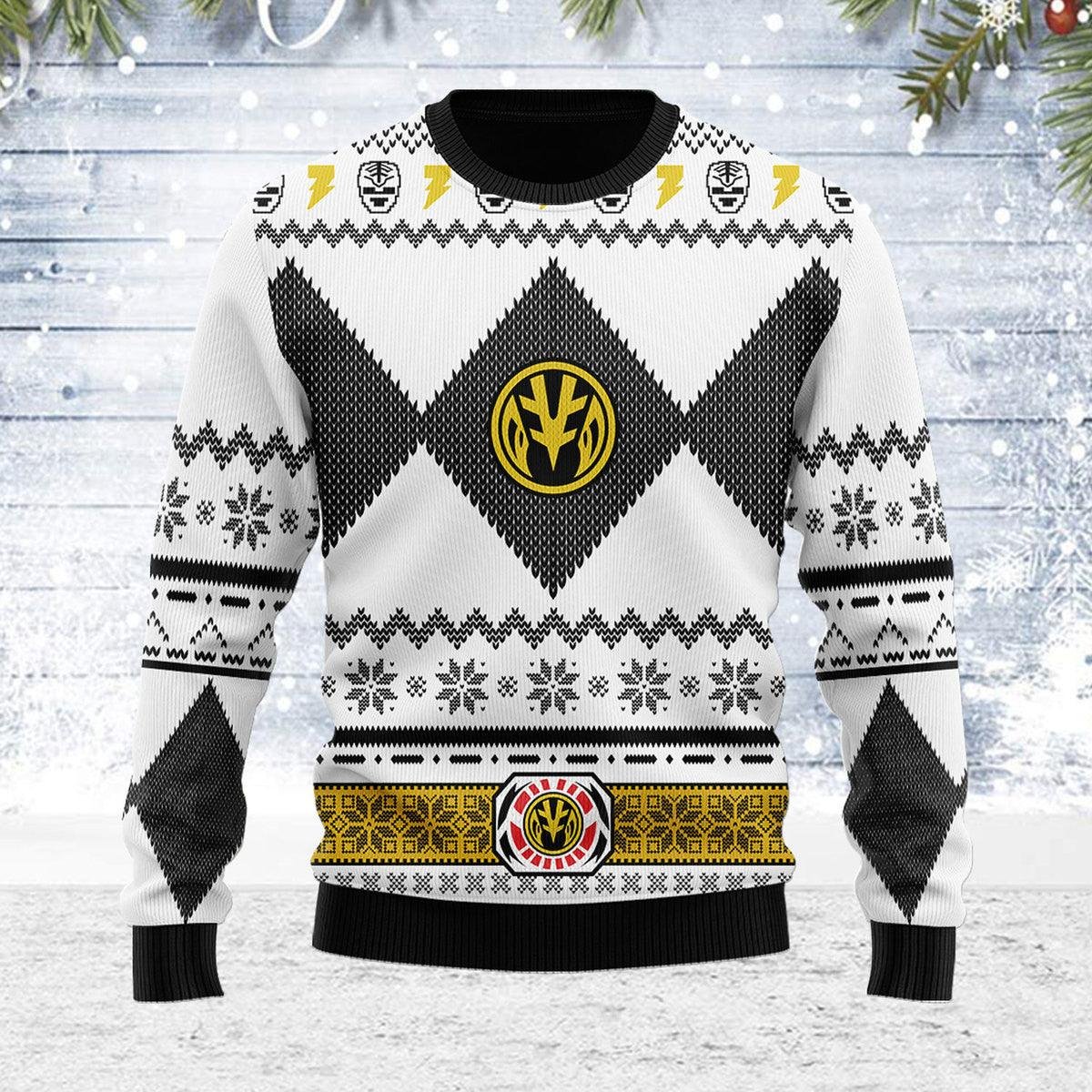 White Power Ranger Mighty Morphin Ugly Christmas Sweater