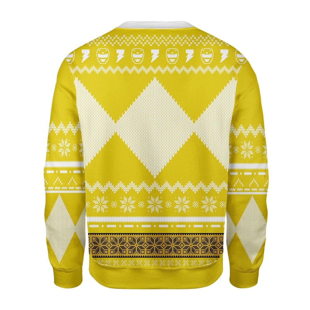 Yellow Power Ranger Mighty Morphin Ugly Christmas Sweater