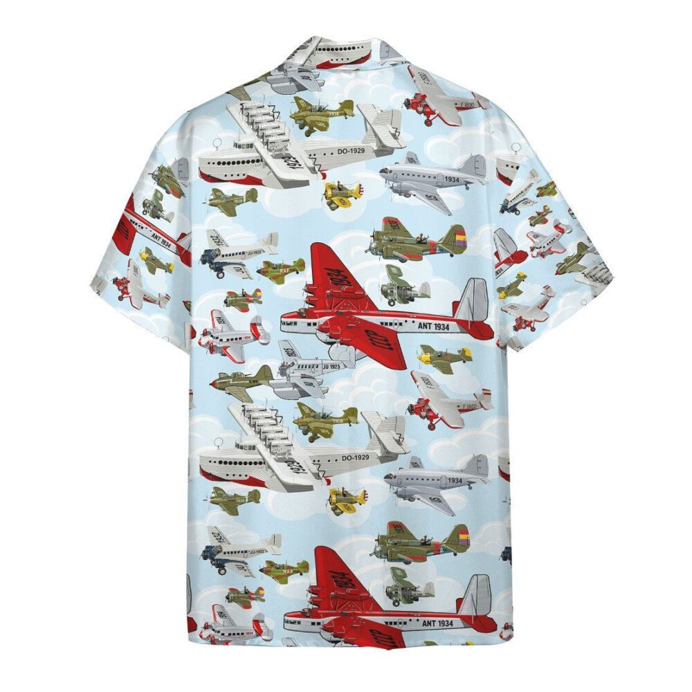 Aircraft Pattern Button Up Hawaii Shirt